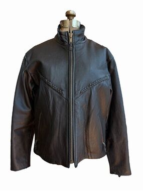 USA Bikers Dream Apparel Black Leather Motorcycle Jacket Zip Out Lining